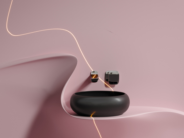 Умывальник чаша накладная круглая (цвет Черный Матовый) Элемент (Element) 360x360x120мм