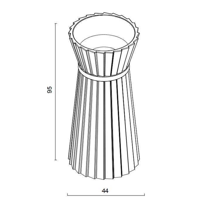 OASIS PLISSE Раковина напольная Ø440х950 мм, без отверстий для смесителя, без перелива, в комплекте с донным клапаном, цвет белый (упаковка-3-х короб)