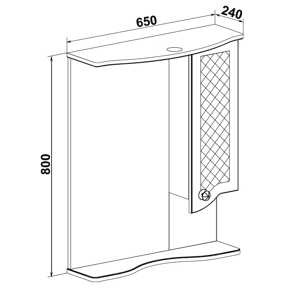 Зеркальный шкаф Runo правый Милано 65 (УТ000002097), артикул УТ000002097