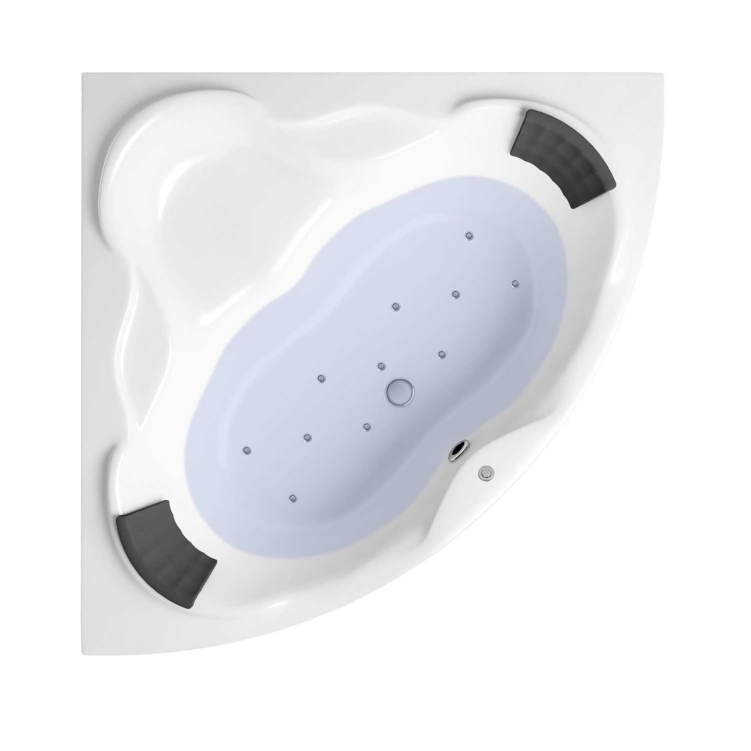 Аэромассажный комплект 4 в 1 Lavinia Boho Elegant 361850A0, акриловая ванна 140x140 см, каркас с монтажным набором, подголовник, аэромассаж