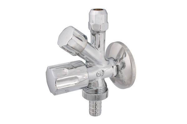 Schlosser, комбинированный угловой вентиль с дизайнерской рукояткой, подключение 3/8", цвет хром