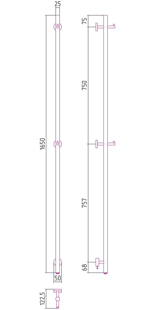 Электрический полотенцесушитель "СУНЕРЖА" АСКЕТ 1650 (Сатин)
