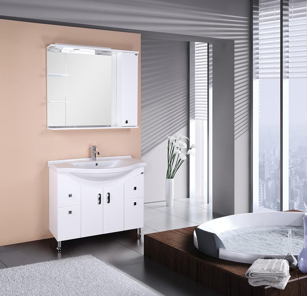 Шкаф-зеркало Onika Эльбрус 100 белый, правый, с подсветкой