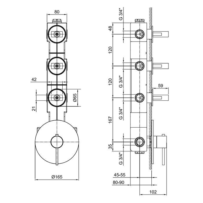 Внутрення часть, Fantini, Venezia, назначение-для термостатического смесителя, стандарт подвода воды-3/4"