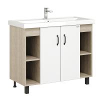 Тумба Onika Тимбер 100 напольная, белая мат./дуб сонома (ум. Фостер 100)