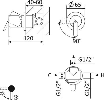 Встраиваемый смеситель CEZARES LEAF-DIM
