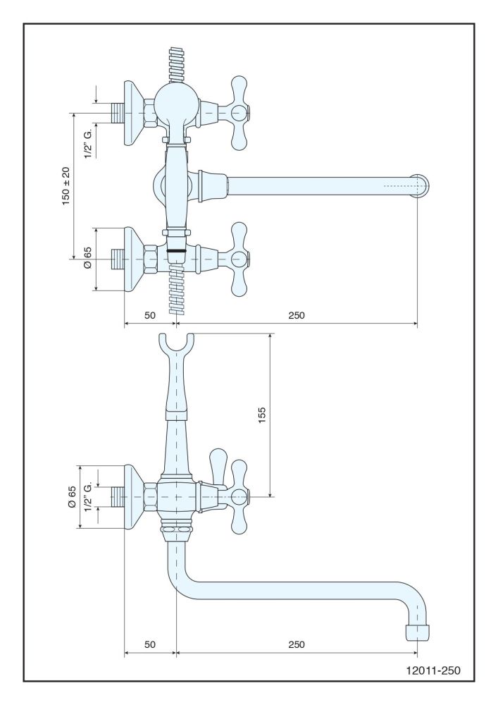 Emmevi Deco Classic, смеситель с длинным изливом (25см) и ручным душем для ванной, цвет хром