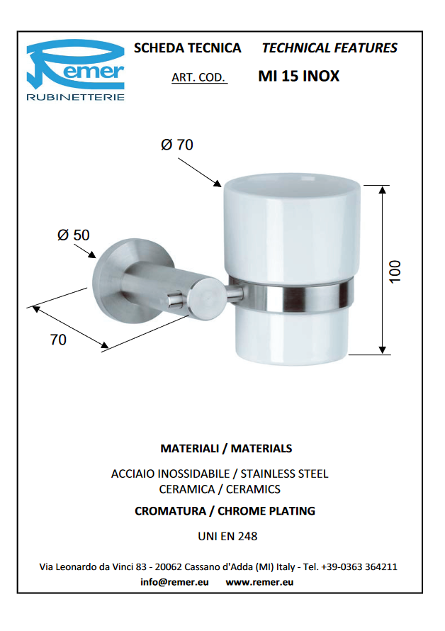Minimal Стакан RR Mi15 INOX
