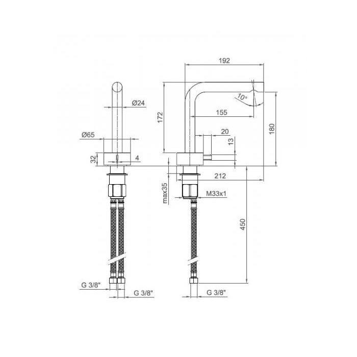 Fantini AF/21 Смеситель для раковины, 1 отв., без донного клапана, излив 155мм, цвет: хром
