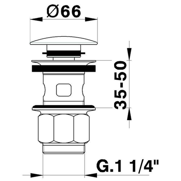 CISAL Донный клапан 1"1/4 для раковин, цвет хром