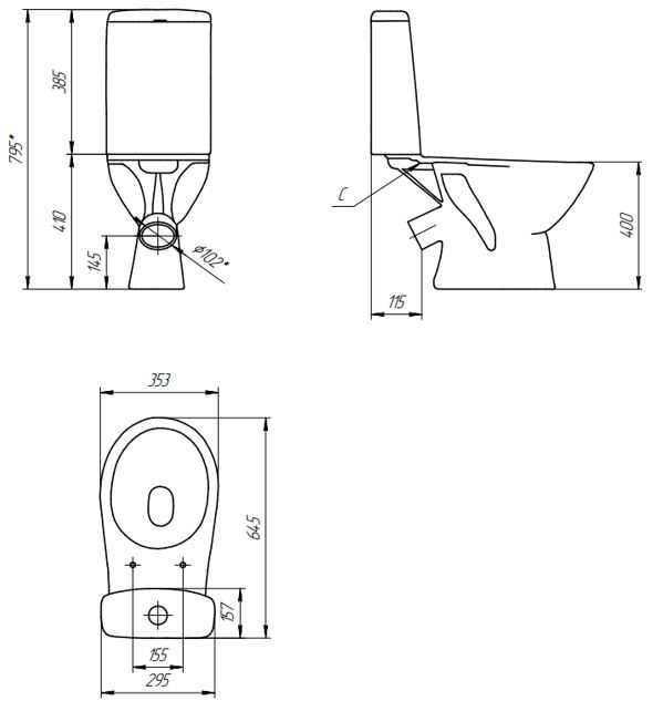 Унитаз компакт Cersanit FLAVIS 031 3/6 DPL EO slim (64288), артикул 64288
