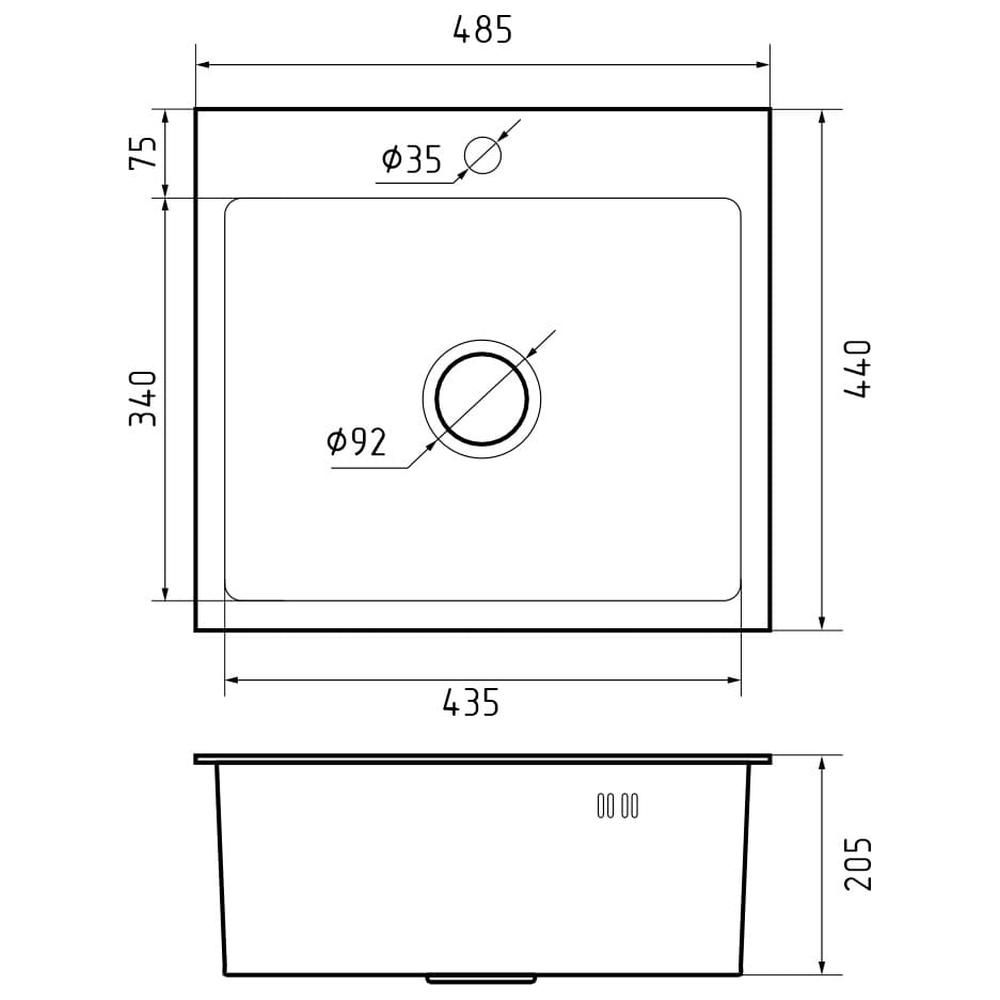 Кухонная мойка GranFest 4844, графит, артикул 4844 PVD графит