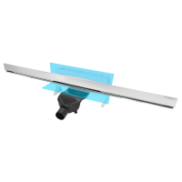 Желоб BERGES водосток WALL 1000 пристенный, хром глянец, S-сифон D50 H60 боковой