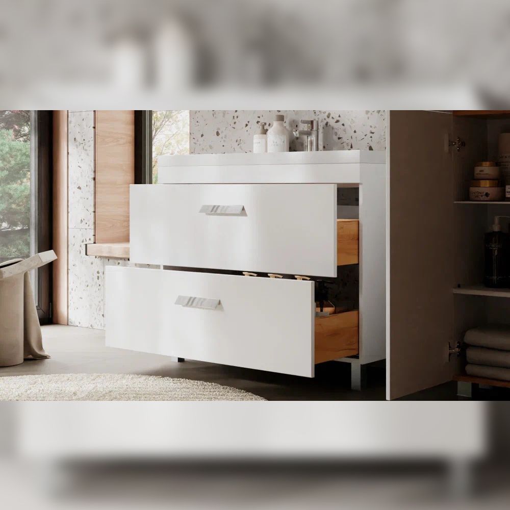 Тумба под раковину напольная Velvex Orlando tn.ORL.CLA.100.2Y белый матовый, 100 см, артикул tn.ORL.CLA.100.2Y белый матовый