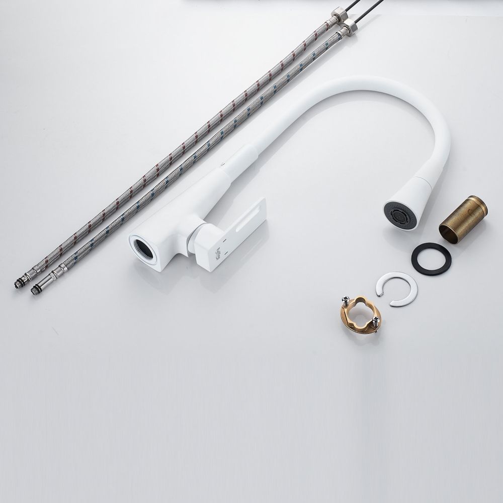 Смеситель для кухни с гибким изливом Raffine F313C-1, белый