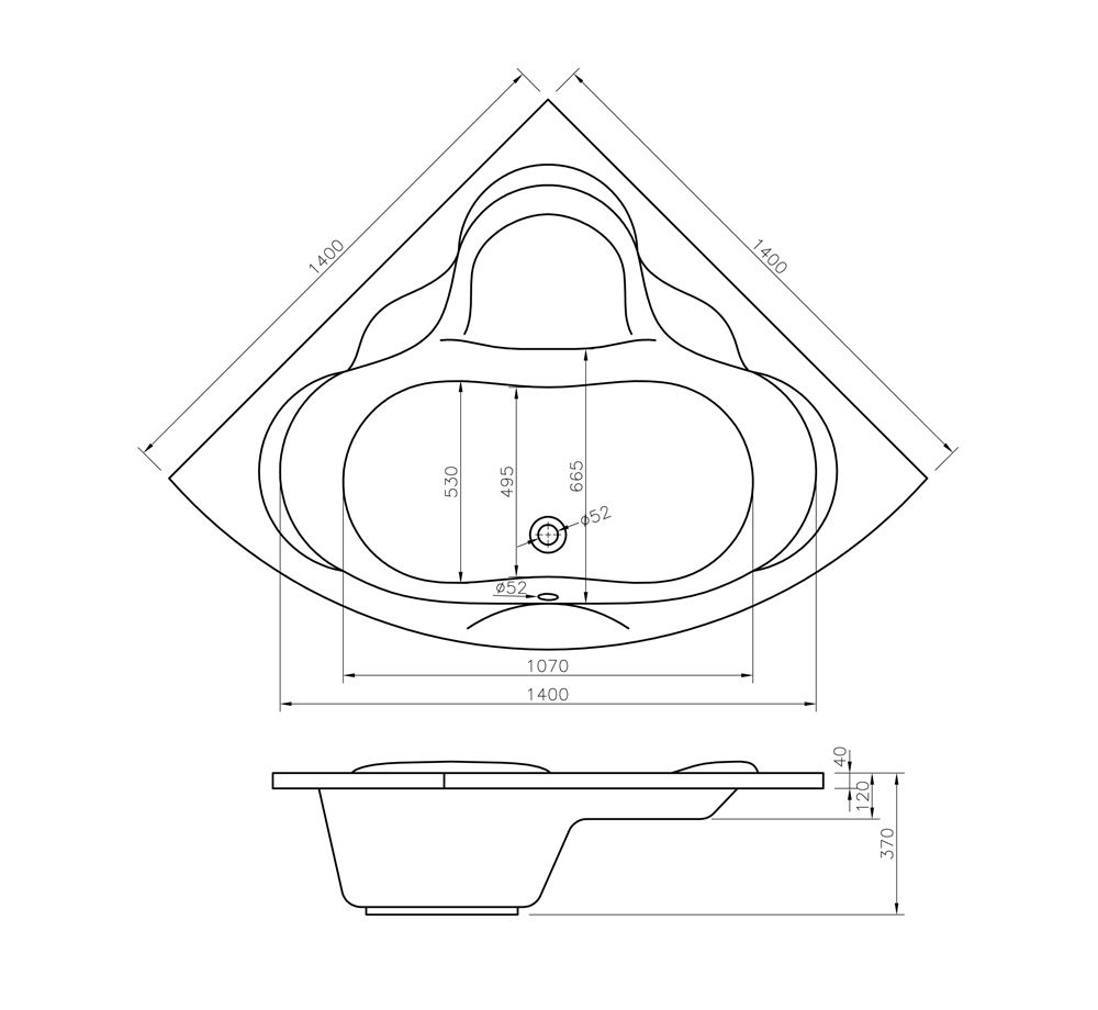 Комплект 5 в 1 Lavinia Boho Elegant S4-3705015P, акриловая ванна 150x150 см, усиленный металлический каркас с монтажным набором, мягкий силиконовый подголовник 2 штуки, лицевой экран, хромотерапия