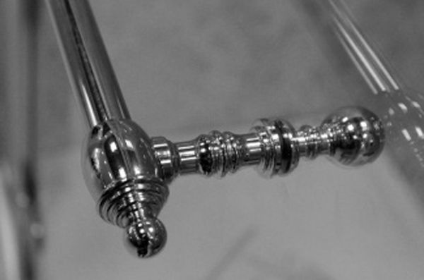 Душевой уголок Cezares Retro R-2 Scorrevole 100x100 RETRO-A-R-2-100-SCORREVOLE-CP-G профиль Золото стекло прозрачное с матовым узором