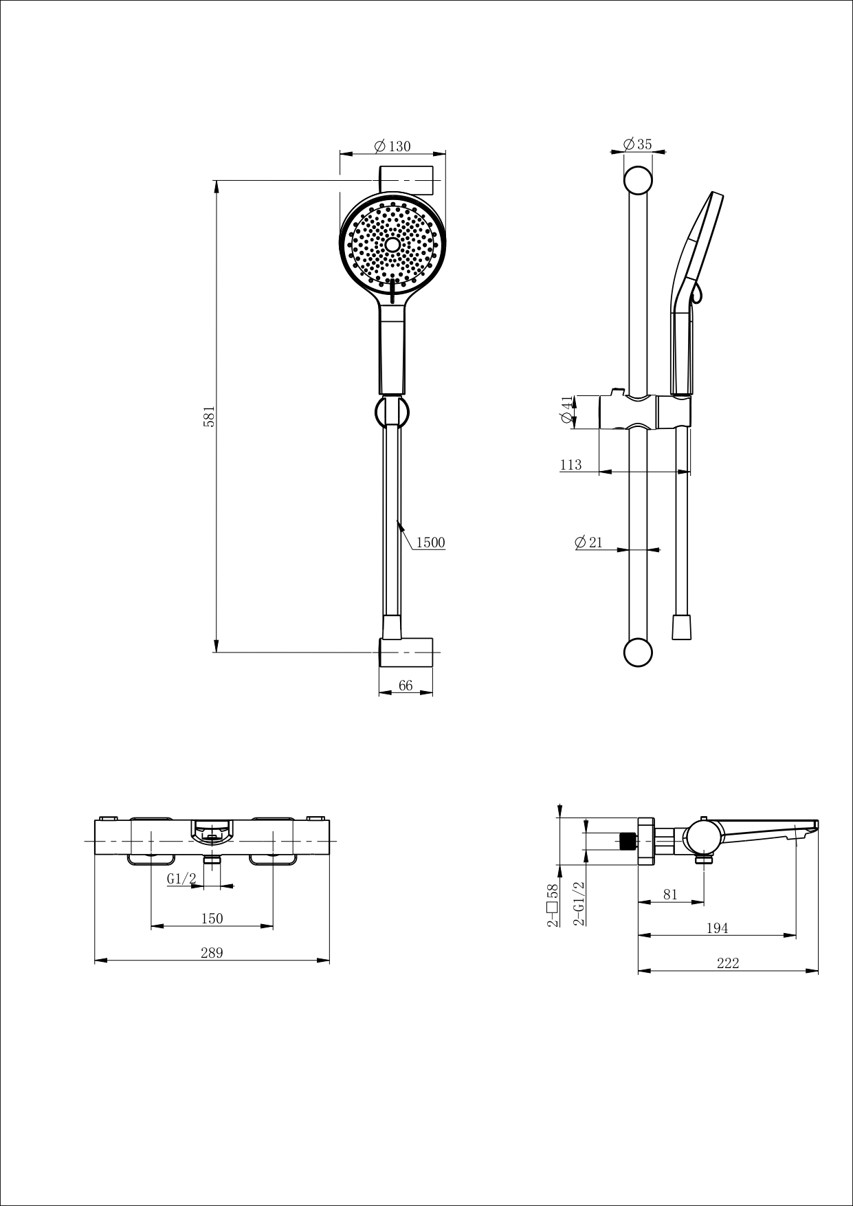 Смеситель для ванны с душевым гарнитуром и термостатом WONZON & WOGHAND, Брашированное золото (WW-C2021-A-BG)
