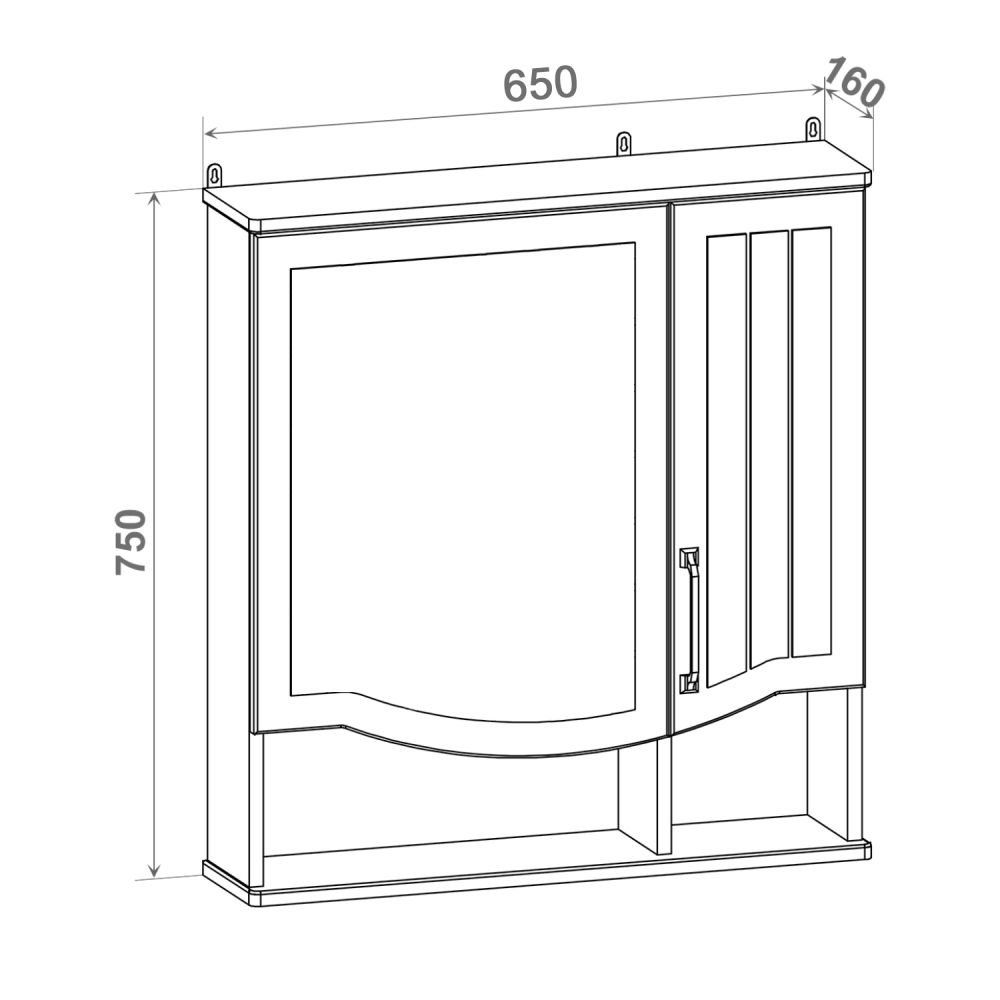 Зеркальный шкаф Runo мята Марсель 65 (00-00001219), артикул 00-00001219
