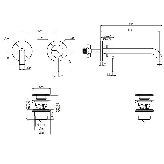 Fima Carlo Frattini Snap Cмеситель для раковины, встраиваемый, цвет: чёрный матовый, артикул F3121WLX9NS