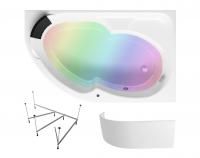 Комплект 5 в 1 Lavinia Boho Grance Hill S4-370317PR, акриловая ванна 170x105 см (правый разворот), усиленный каркас, подголовник, лицевой экран, хромотерапия