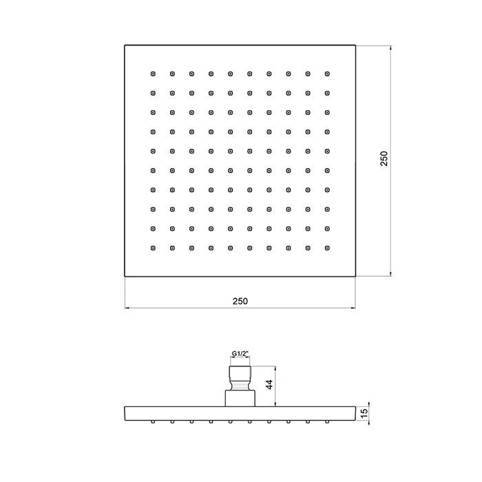 Almar EcoAir SQUARE Душевая лейка, 250х250 мм, латунь, хром Almar EcoAir SQUARE Душевая лейка, 250х250 мм, латунь, хром