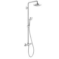HG Croma Select E Душевая система Showerpipe: верх.душ 180 2jet, ручн.душ, шланг, термостат для душа, цвет: белый/хром HG Croma Select E Душевая система Showerpipe: верх.душ 180 2jet, ручн.душ, шланг, термостат для душа, цвет: белый/хром