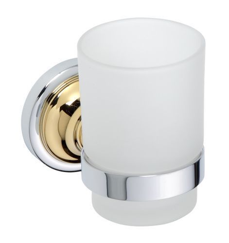 Стакан для зубных щеток Retro  настенный 70x95x115мм, золото/хром