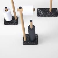 Agape Dot line Напольная стойка с туалетным ёршиком и держателем т/б, цвет: коричневый дуб/черный мрамор Marquinia Agape Dot line Напольная стойка с туалетным ёршиком и держателем т/б, цвет: коричневый дуб/черный мрамор Marquinia