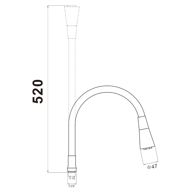 Гибкий излив для кухонного смесителя Savol S-MCG04, серый
