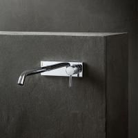 Fantini Nostromo Смеситель для раковины, встраиваемый, на 2 отв, без донного клапана, излив 200мм (наружняя часть), цвет: нержавеющая сталь