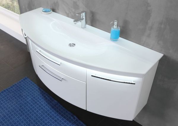 Puris Classic Line, раковина из минерального литья с LED подсветкой 1400 мм, цвет белый