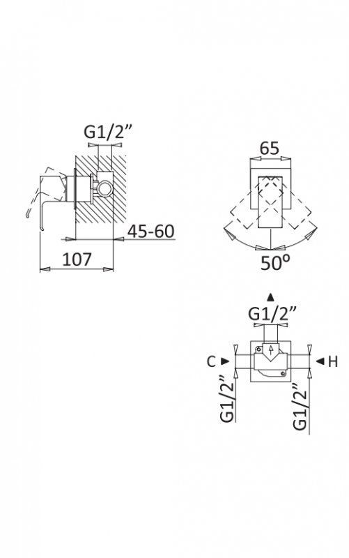 Встраиваемый смеситель для душа CEZARES PORTA-DIM