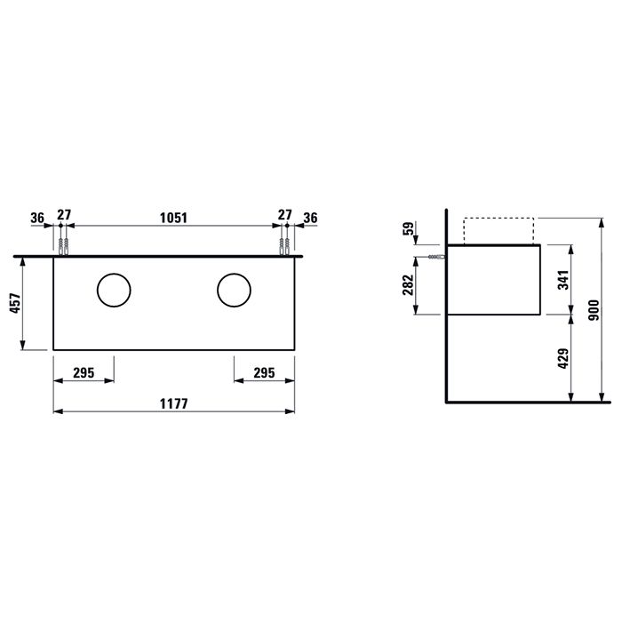 Laufen SONAR шкафчик под раковину, 1175х455х340 мм, 1 ящик, с отв.в центре,  для 812340, 812341, 812342, 812343, медь и черный мрамор