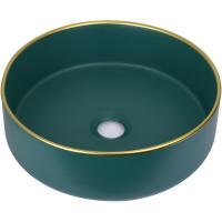 Раковина-чаша Bronze de Luxe 36 1054 Зеленая с золотым ободом