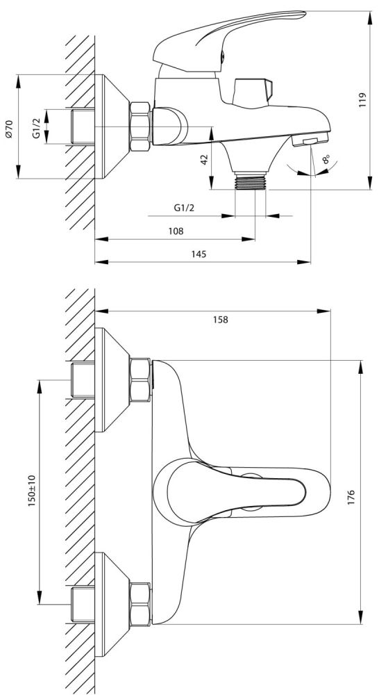 Смеситель для ванны Rossinka (A35-30), артикул A35-30