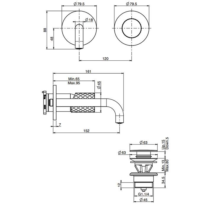Fima Carlo Frattini Spillo Tech Cмеситель для раковины, встраиваемый, излив: 15.2см., цвет: золото, артикул F3051TWX9XOR