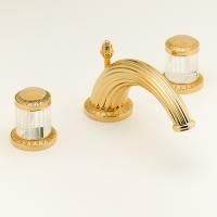 THG MALMAISON CRISTAL Смеситель для раковины на 3 отверстия, с донным клапаном, цвет полированное золото