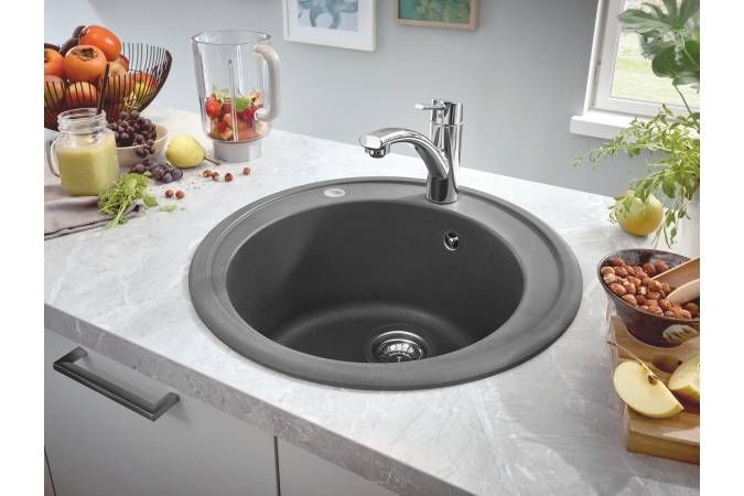 Мойка GROHE K200 с одной чашей, диаметр 510 мм, серый гранит (31656AT0) Мойка GROHE K200 с одной чашей, диаметр 510 мм, серый гранит (31656AT0)