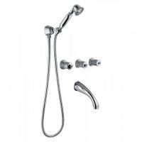 Bongio Impero Встраиваемый комплект для ванны- смеситель с  изливом, переключателем и ручным душем, цвет хром/Blue and Red Swarovski