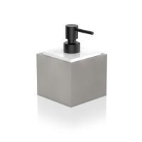 Дозатор для жидкого мыла, Decor Walther, Brownie, механический (нажимной), ширина, мм-99, глубина, мм-99, высота, мм-147, ёмкость(мл)-400, тип установки-настольный (свободностоящий), материал колбы-фарфор белый/искусственная кожа, цвет колбы-тауп (имитаци