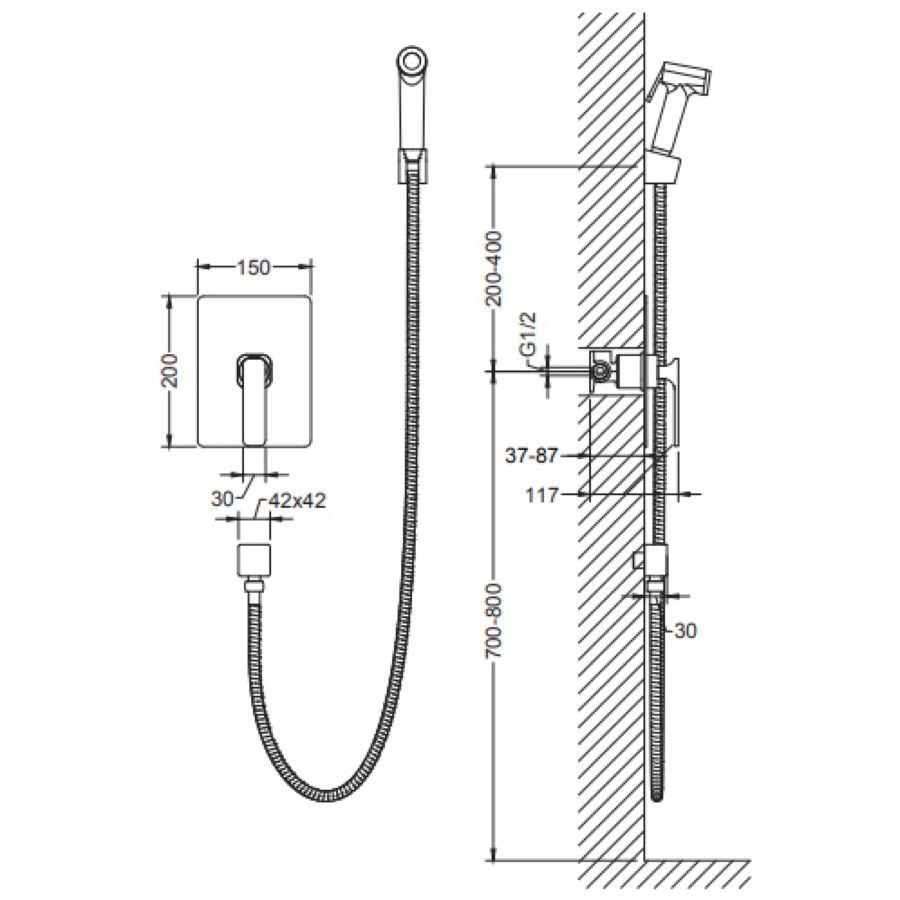 Смеситель встроенный с гигиеническим душем Timo Torne 4359/00SM хром, артикул 4359/00SM