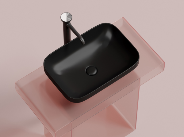Умывальник чаша накладная прямоугольная (цвет Черный Матовый) Элемент (Element) 500x359x145мм