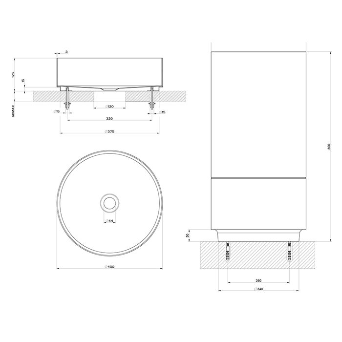 GESSI 316 Раковина Ø400 мм., для установки на столешницу, без перелива, нержавеющая сталь, цвет Steel brushed GESSI 316 Раковина Ø400 мм., для установки на столешницу, без перелива, нержавеющая сталь, цвет Steel brushed