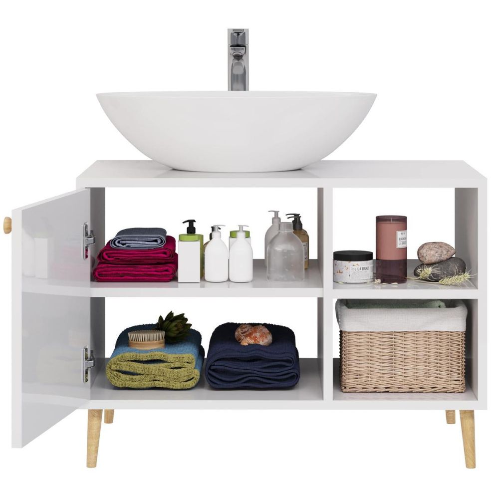 Тумба с раковиной напольная Dreja Luno 80 см, белый, артикул 99-2002-com