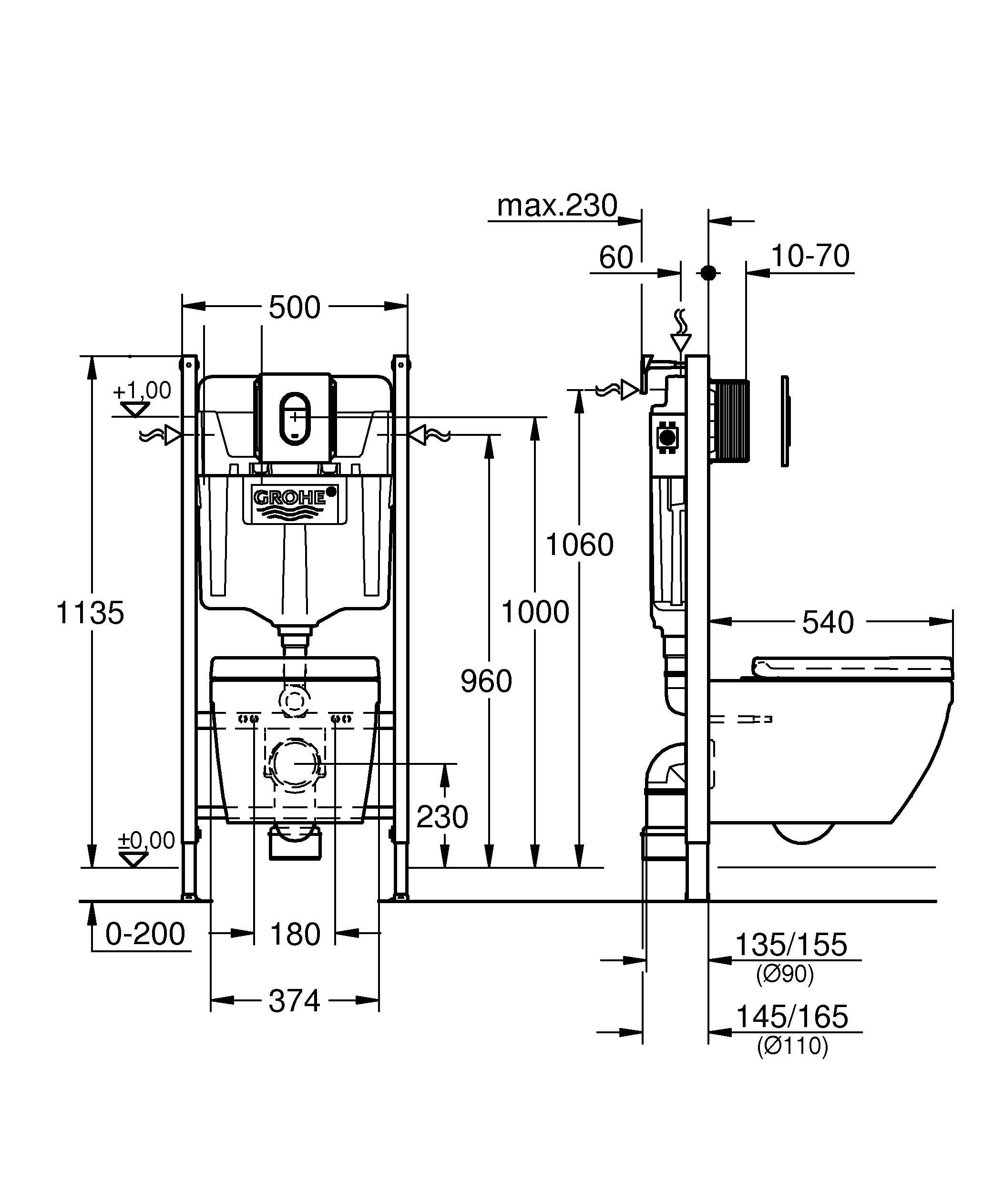 Система инсталляции GROHE Solido 5 в 1: инсталляция без перекладины (2 ч.), подвесной унитаз Euro Ceramic, сиденье с микролифтом, панель смыва Arena (38844000), шумоизоляция (39535000) Система инсталляции GROHE Solido 5 в 1: инсталляция без перекладины (2 ч.), подвесной унитаз Euro Ceramic, сиденье с микролифтом, панель смыва Arena (38844000), шумоизоляция (39535000)