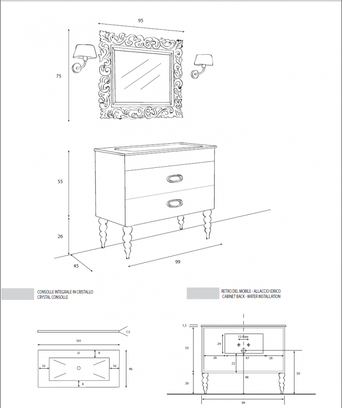 Мебель для ванной комнаты CEZARES ORCHIDEA 100