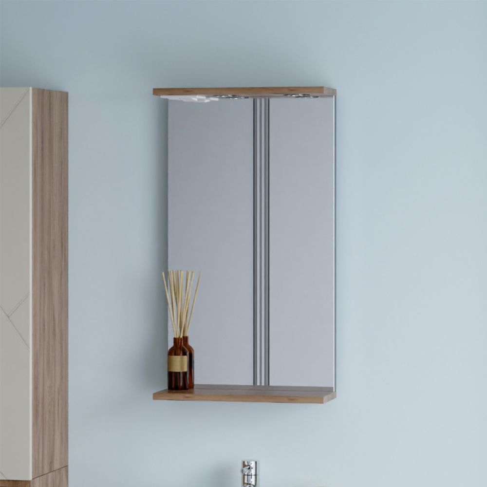 Зеркало Бриклаер КРИСТАЛЛ 40 см, дуб крафт табачный, артикул 4627125416811