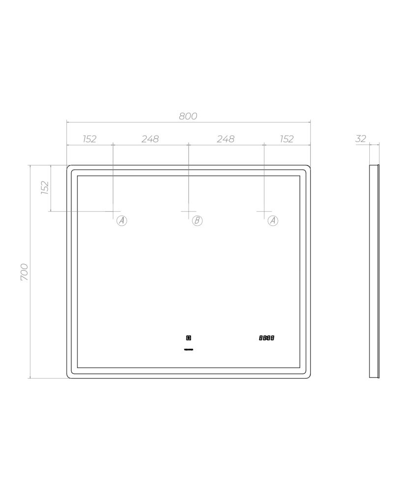 Зеркало VIGO Geometry Comfort z.GEO.80.Comfort, 80 см, артикул z.GEO.80.Comfort