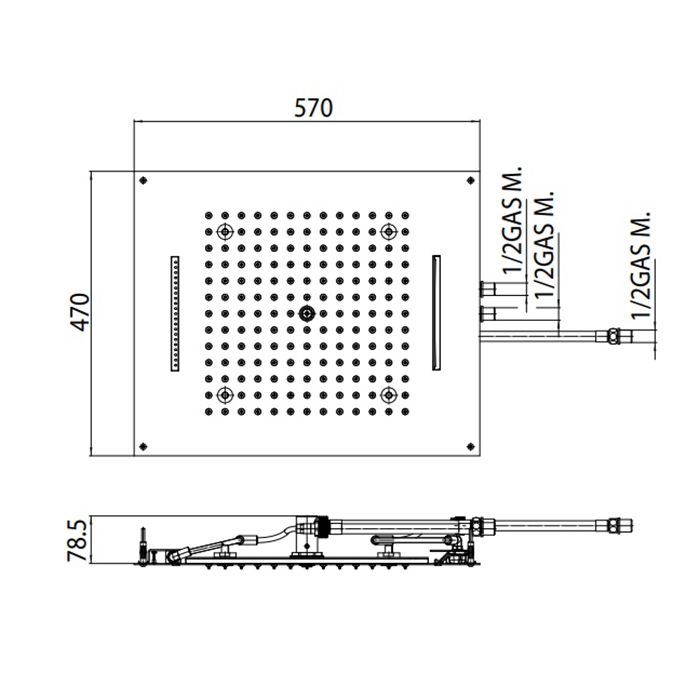 Bossini DREAM - 3 Sprays Верхний душ с 3 функциями, 570х470мм, цвет: золото Bossini DREAM - 3 Sprays Верхний душ с 3 функциями, 570х470мм, цвет: золото